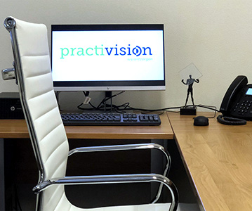 practivision kantoor beeldscherm stoel bureau
